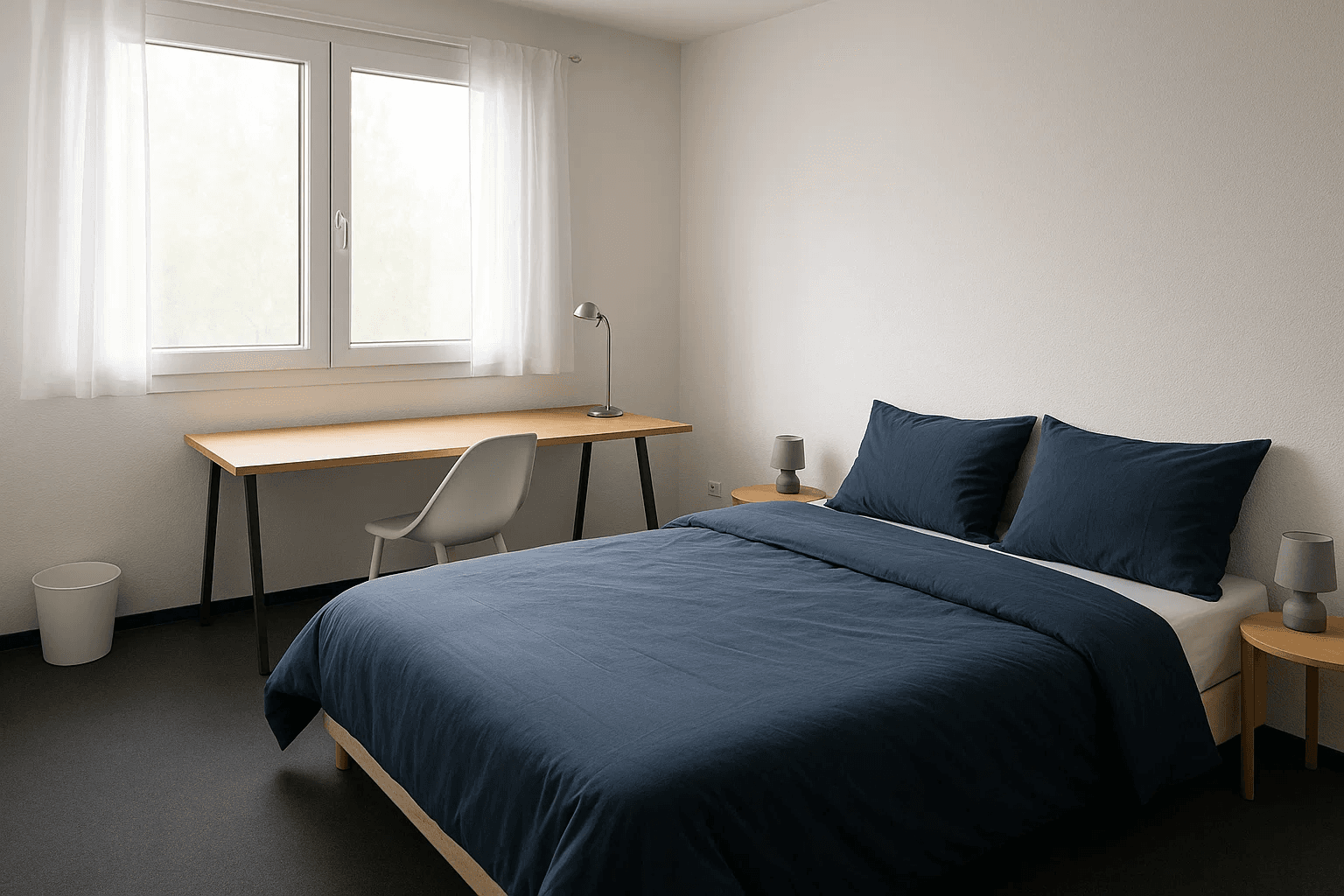 Appartement meublé 2 pièces - Coin bureau dans la chambre